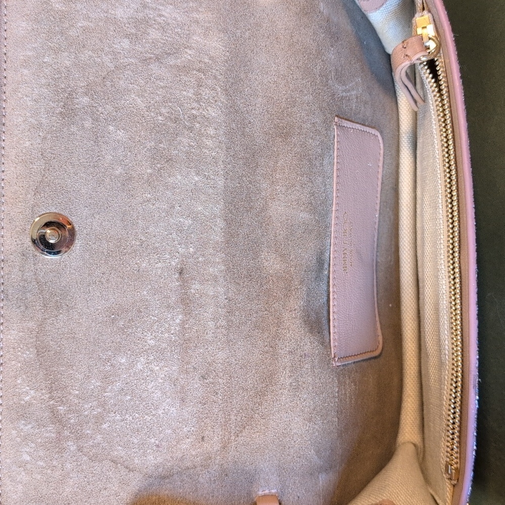 Jimmy Choo Lilia Pink Sparkle Glitter Crossbody Clutch with Gold Shoulder Strap - Picture 7 of 12